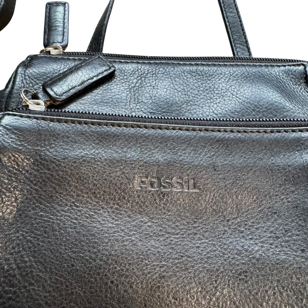 Fossil Black Leather Mini Small Crossbody Bag Organizer Vintage L14